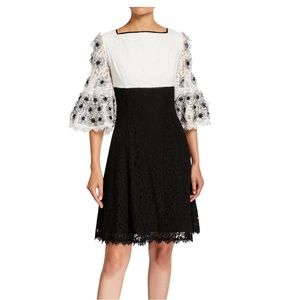 Shani Applique Colorblock Fit and Flare Lace Dress size 14 NWOT